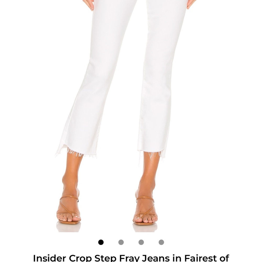 MOTHER White Ankle Crop Fray Jeans